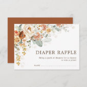 ボホ素朴秋バーンドオレンジフローラおむつラッフル エンクロージャーカード (正面/裏面)