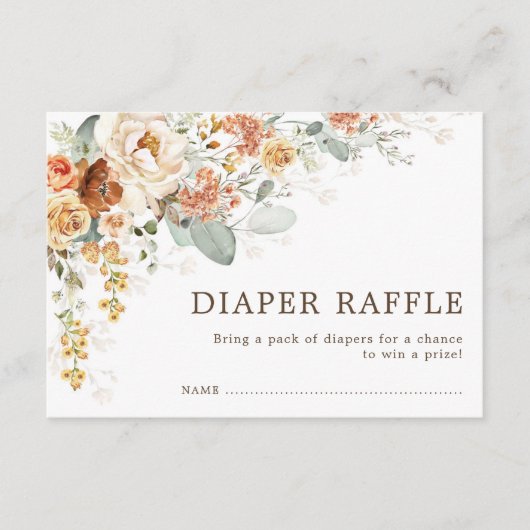 ボホ素朴秋バーンドオレンジフローラおむつラッフル エンクロージャーカード (正面)