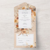 ボホ素朴秋ピーチ&ラストフローラノディナー オールインワン招待状 (内側)