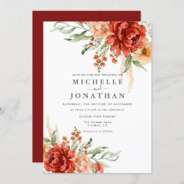 ボホ素朴秋フラワーズ結婚式招待状 招待状