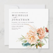 ボホ素朴秋フラワーズ結婚式招待状 招待状 (正面)