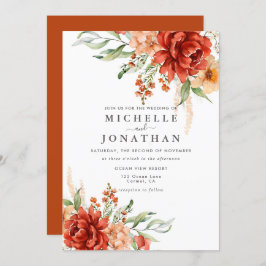 ボホ素朴秋フラワーズ結婚式招待状 招待状