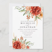 ボホ素朴秋フラワーズ結婚式招待状 招待状 (正面)