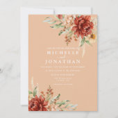 ボホ素朴秋フラワーズ結婚式招待状 招待状 (正面)
