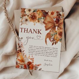 ボホ素朴秋フローラベビーシャワーサンキューカード 招待状