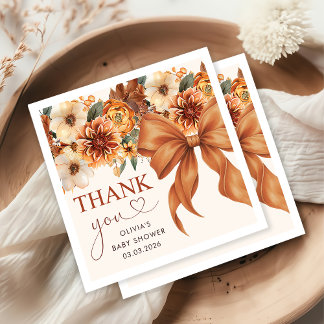 ボホ素朴秋フローラベビーシャワーパーティー スタンダードカクテルナプキン