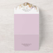 ボホ素朴秋ワイルドフラワーパープルQRコード オールインワン招待状 (外側)