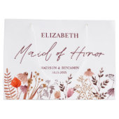 ボホ素朴秋ワイルドフラワーメイド・オブ・オーナー(花嫁付き添い人)結婚ズ ラージペーパーバッグ (裏面)