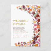 ボホ素朴秋ワイルドフラワー庭園の結婚式詳細 エンクロージャーカード (正面)