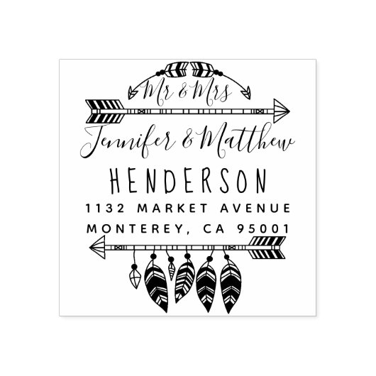 ボホ素朴羽と矢の住所さん ラバースタンプ (インプリント)