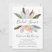 ボホ素朴羽ウォーター色ブライダルシャワー 招待状 (正面)
