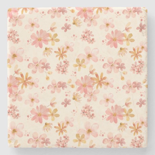 ボホ素朴自然な植物花柄 ストーンコースター (正面)