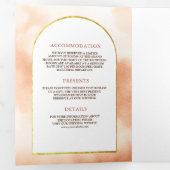 ボホ素朴自然フローラが一つの内に結婚アーチ 三つ折り招待状 (内部最初)