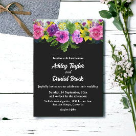 ボホ素朴花白黒フローラ結婚ズ 招待状