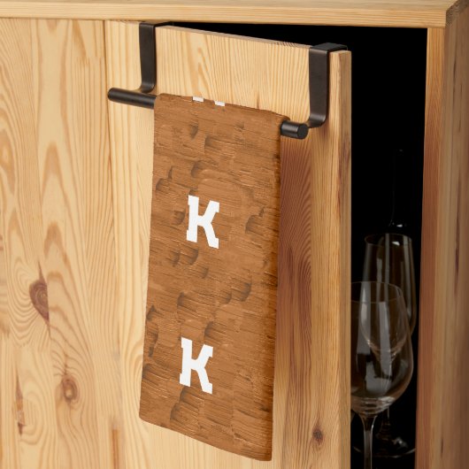 ボホ素朴質木茶パーソナライズされた色 キッチンタオル (三つ折り)