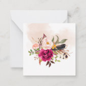 ボホ素朴赤面ウォーターカラーフ感謝していラワーズ ノートカード (裏面)