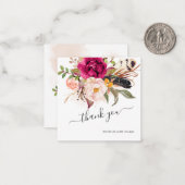 ボホ素朴赤面ウォーターカラーフ感謝していラワーズ ノートカード (正面/裏面インサイチュ)