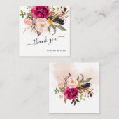 ボホ素朴赤面ウォーターカラーフ感謝していラワーズ ノートカード (正面/裏面)