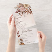 ボホ素朴赤面ニュートラルフローラタンディナー オールインワン招待状 (貼ってはがせる)