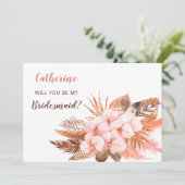 ボホ素朴赤面パンパス私の花嫁のメイド 招待状 (スタンド正面)