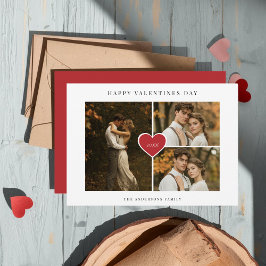 ボホ素朴3 Photo Red Love Valentines Day シーズンカード