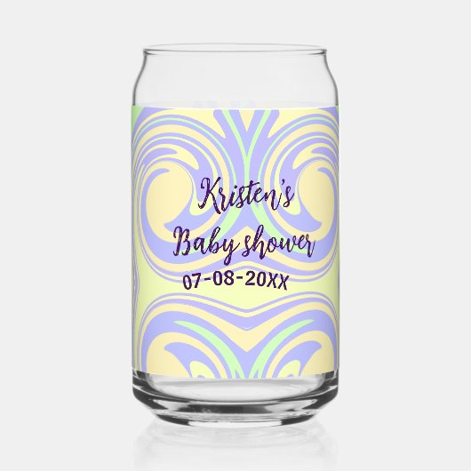 ボホ紫の緑の赤ちゃんシャワー大理石さびモダン ガラス缶 (正面)