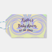 ボホ紫の緑の赤ちゃんシャワー大理石さびモダン ギフトタグ (裏面横)