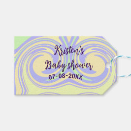 ボホ紫の緑の赤ちゃんシャワー大理石さびモダン ギフトタグ