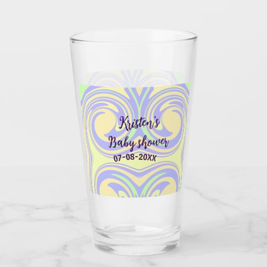 ボホ紫の緑の赤ちゃんシャワー大理石さびモダン タンブラーグラス (正面)