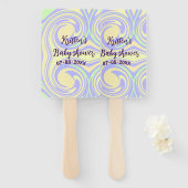 ボホ紫の緑の赤ちゃんシャワー大理石さびモダン ハンドファン (正面&裏面)