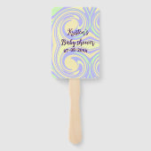 ボホ紫の緑の赤ちゃんシャワー大理石さびモダン ハンドファン (裏面)