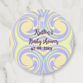 ボホ紫の緑の赤ちゃんシャワー大理石さびモダン フェイバータグ