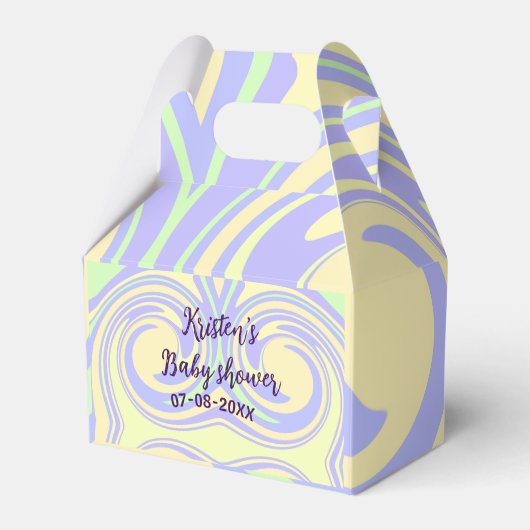 ボホ紫の緑の赤ちゃんシャワー大理石さびモダン フェイバーボックス (正面サイド)