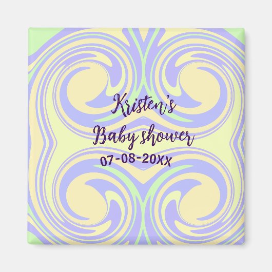 ボホ紫の緑の赤ちゃんシャワー大理石さびモダン マグネット (正面)