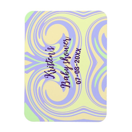 ボホ紫の緑の赤ちゃんシャワー大理石さびモダン マグネット (縦)