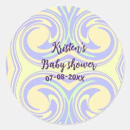 ボホ紫の緑の赤ちゃんシャワー大理石さびモダン ラウンドシール