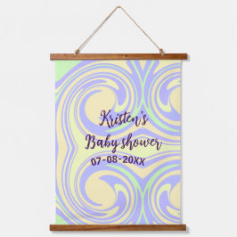 ボホ紫の緑の赤ちゃんシャワー大理石さびモダン 吊り下げ型タペストリー