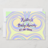 ボホ紫の緑の赤ちゃんシャワー大理石さびモダン 招待状 (裏面)