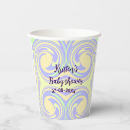 ボホ紫の緑の赤ちゃんシャワー大理石さびモダン 紙コップ