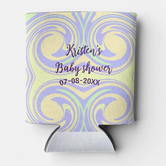 ボホ紫の緑の赤ちゃんシャワー大理石さびモダン 缶クーラー (正面)