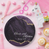 ボホ結婚のスクリップ瑪瑙パープルと金ゴールド ペーパープレート (パーティー)