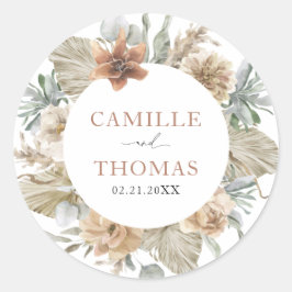 ボホ結婚のテラコッタ封筒用シールシール ラウンドシール