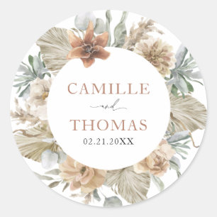 ボホ結婚のテラコッタ封筒用シールシール ラウンドシール