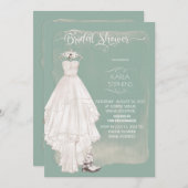 ボホ結婚のドレカジュアルス水色デザインシャワー セーブザデート (正面/裏面)