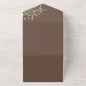 ボホ結婚のベージュ植物学 オールインワン招待状 (外側)