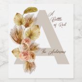 ボホ結婚のワインボトルラベル – パーソナライズされた ワインラベル (シングルラベル)