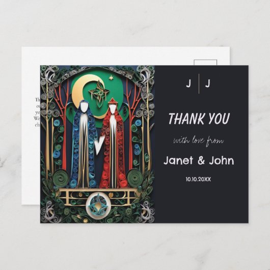 ボホ結婚の感謝 ポストカード (正面/裏面)