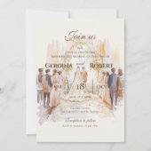 ボホ結婚の新郎新婦シルエット 招待状 (正面)