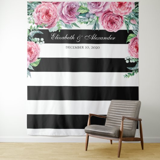 ボホ結婚の背景。ピンクの花の背景 タペストリー (インサイチュ)