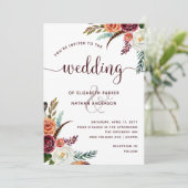 ボホ結婚の | オレンジと白の花（ブルゴーニュ） 招待状 (スタンド正面)